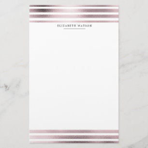 metallic strepen roos goud Monogram Stationery Briefpapier