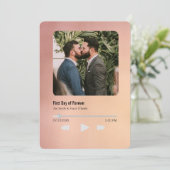 Metallic Sunset Music Player Wedding Invitation Kaart (Staand voorkant)