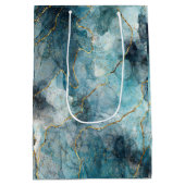 Metallic Swirls Gift Bag Blues & Gold Medium Cadeauzakje (Achterkant)