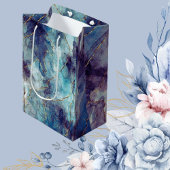 Metallic Swirls Gift Bag Blues & Gold Medium Cadeauzakje