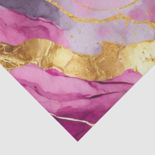 Metallic Swirls Tissue Papier Roze, Goud & Wit (Detail)