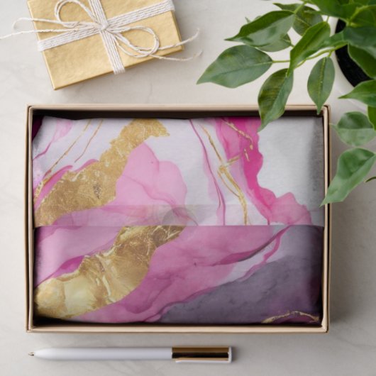 Metallic Swirls Tissue Papier Roze, Goud & Wit (Geschenk)