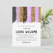Metallic tape Gold & Lavender Birthday Uitnodiging (Staand voorkant)