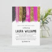 Metallic tape Gold & roze uitnodiging op zaterdag (Staand voorkant)