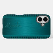 Metallic Teal-Green Brushed Aluminum Look Case-Mate iPhone Case (Achterkant (horizontaal))