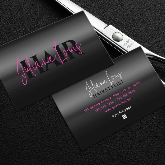 Metallic texture hairstylist Business Card Visitekaartje