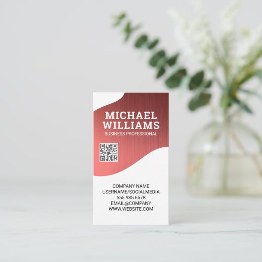 Metallic textuur achtergrond | QR-code Visitekaartje (Staand voorkant)