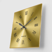 Metallic textuur gouden rand Romeinse cijfers Vierkante Klok (Hoek)