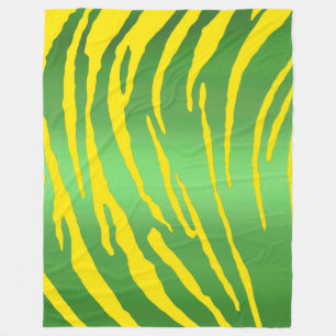 Metallic Tiger Stripes Green Yellow Fleece Deken