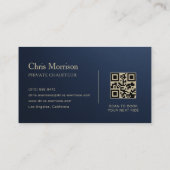 Metallic Transport Car QR Code Navy Blue & Gold Visitekaartje (Achterkant)