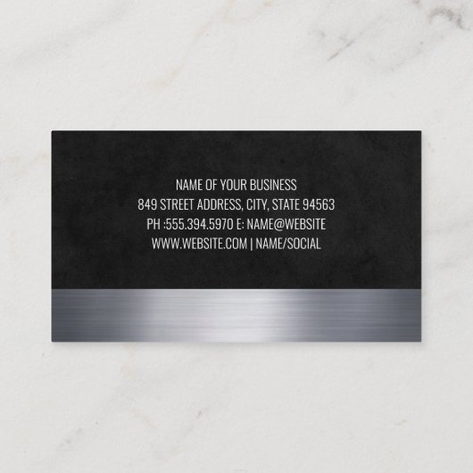 Metallic trim | Zwarte textuur Visitekaartje (Achterkant)