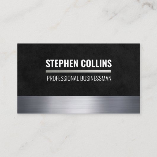 Metallic trim | Zwarte textuur Visitekaartje (Voorkant)