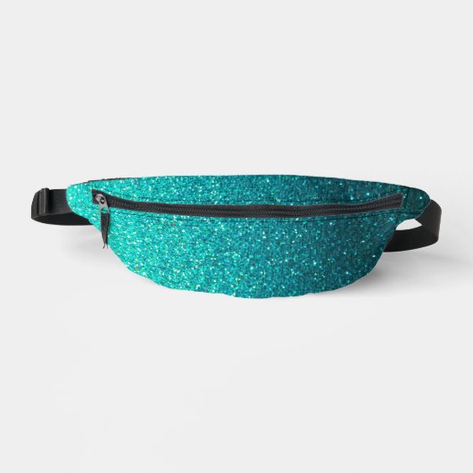 Metallic Turquoise Blauw en Zwart Glitter Ombre Heuptasje (Voorkant)