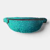Metallic Turquoise Blauw en Zwart Glitter Ombre Heuptasje (Liggend)
