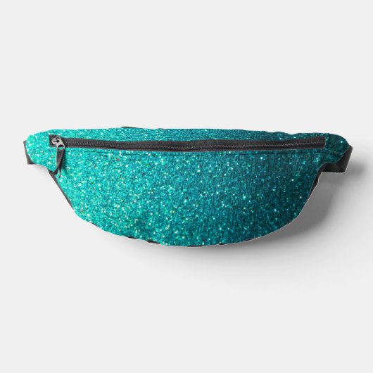 Metallic Turquoise Blauw en Zwart Glitter Ombre Heuptasje (Liggend)