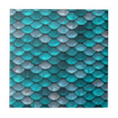 Metallic Turquoise Blauwgroen Zeemeermin Schalen P Tegeltje (Voorkant)