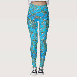 Metallic turquoise Design Leggings
