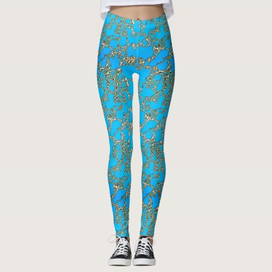 Metallic turquoise Design Leggings (Voorkant)