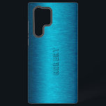 Metallic turquoise geborsteld aluminium look samsung galaxy hoesje<br><div class="desc">Afbeelding van een metallisch blauw-groene turkooisachtergrond geborsteld aluminium uiterlijk. Facultatief monogram.</div>