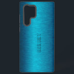 Metallic turquoise geborsteld aluminium look samsung galaxy hoesje<br><div class="desc">Afbeelding van een metallisch blauw-groene turkooisachtergrond geborsteld aluminium uiterlijk. Facultatief monogram.</div>