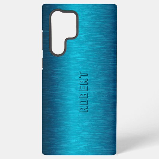 Metallic turquoise geborsteld aluminium look samsung galaxy hoesje (Achterkant)