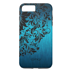 Metallic turquoise geborsteld aluminium zwarte zij Case-Mate iPhone case