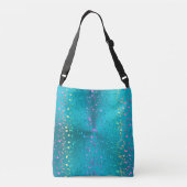 Metallic turquoise met kleurrijke Muzieknoten Crossbody Tas (Achterkant)