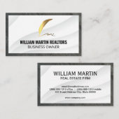 Metallic van onroerend goed | Gold Feather Pen Visitekaartje (Voorkant / Achterkant)