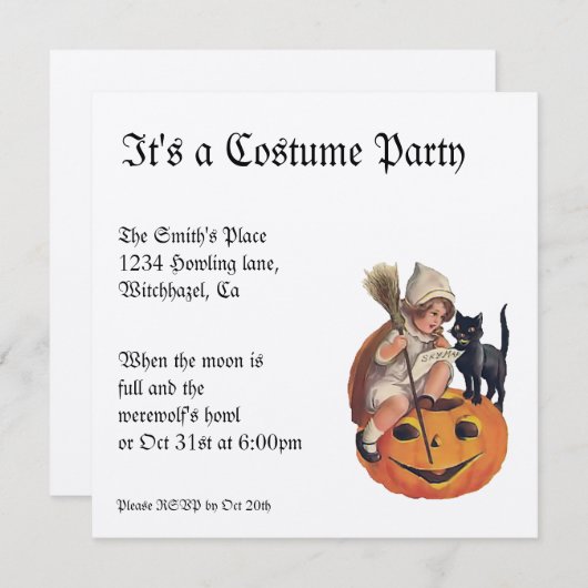 Metallic Vintage Halloween Invitation Kaart (Voorkant / Achterkant)