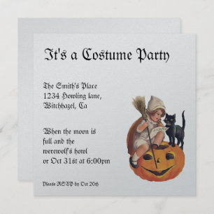 Metallic Vintage Halloween Invitation Kaart