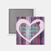 Metallic Violet Heart Save the Date Magnet (Voorkant / Achterkant)