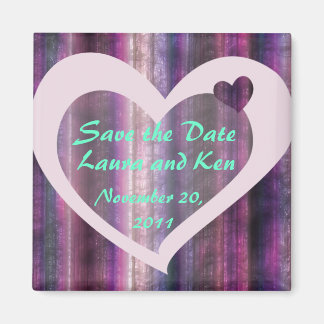 Metallic Violet Heart Save the Date Magnet