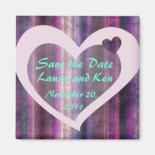 Metallic Violet Heart Save the Date Magnet (Voorkant)