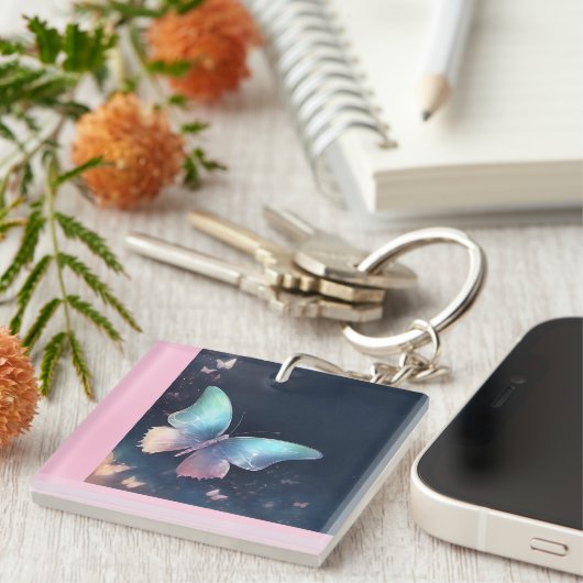  Metallic Vlinder Acryl Sleutelhanger (Voorkant Rechts)