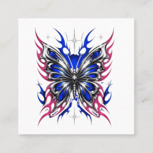 Metallic Vlinder Blauw Roze Vlam Vleugels – Gotisc Vierkante Visitekaartje