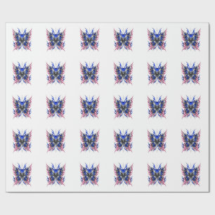 Metallic Vlinder Blauwe Roze Vlamvleugels – Gotisc Cadeaupapier