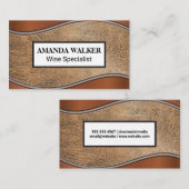 Metallic Wave | Bruine Leerverbinding Visitekaartje (Voorkant / Achterkant)