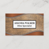 Metallic Wave | Bruine Leerverbinding Visitekaartje (Voorkant)