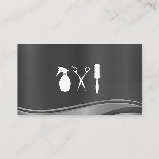 Metallic Wave | Gereedschappen voor barber stylist Afsprakenkaartje (Voorkant)