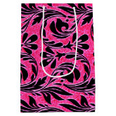 Metallic Waves — Hot Pink-Black-GIFT BAG m Medium Cadeauzakje (Achterkant)
