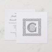 Metallic Wedding Invitation Celtic Monogram G Kaart (Voorkant / Achterkant)