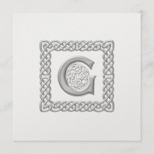 Metallic Wedding Invitation Celtic Monogram G Kaart