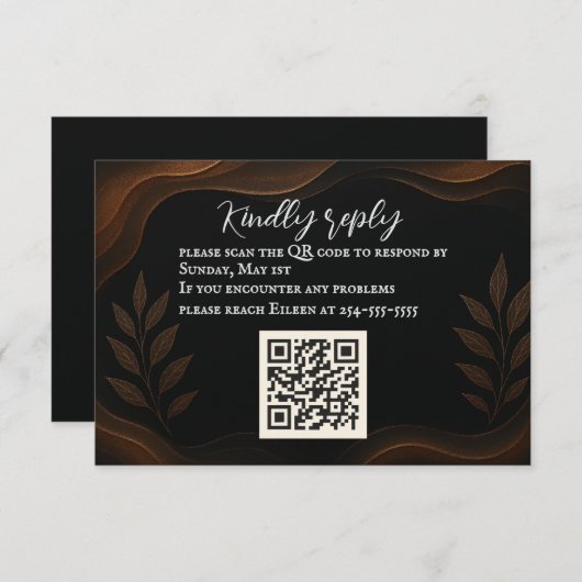 Metallic Whisper QR Code RSVP Card (Voorkant / Achterkant)