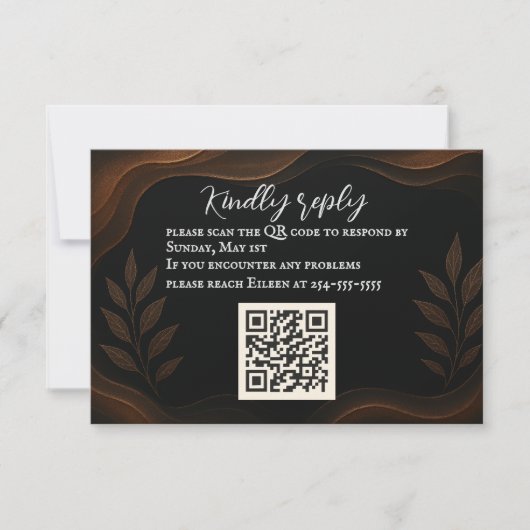 Metallic Whisper QR Code RSVP Card Kaartje (Voorkant)