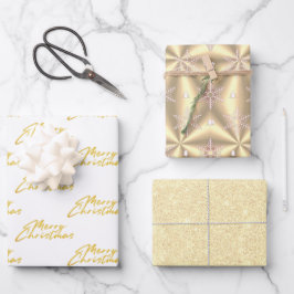 Metallic White Gold Platinum Kerstmis Inpakpapier Vel