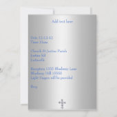 Metallic White Photo Lijst Cross-Baptism Blue Kaart (Achterkant)