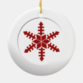Metallic witte cirkel en rode sneeuwvlok keramisch ornament (Achterkant)