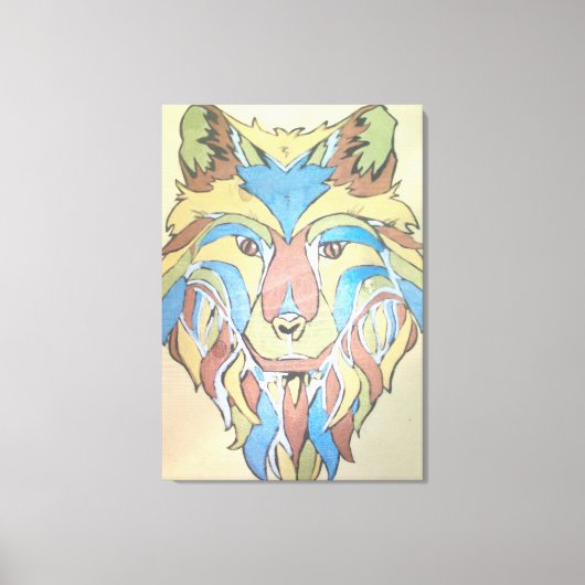 Metallic Wolf Original op Canvas Afdruk (Voorkant)