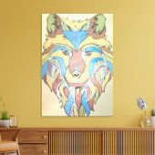 Metallic Wolf Original op Canvas Afdruk (Insitu (Woonkamer))