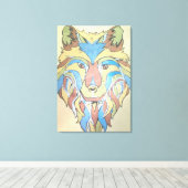 Metallic Wolf Original op Canvas Afdruk (Insitu (Houten vloer))